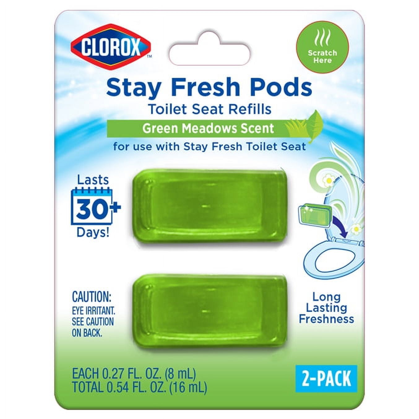 (2 pack) Clorox Stay Fresh Pods Toilet Seat Refills 2-Pack, Green Meadows
