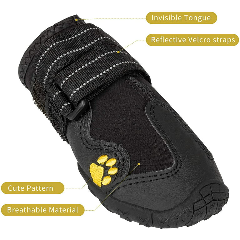 Dog Boots, Paw Protection Dog Rain Boots, Dog Booties with Reflective Velcro Rugged Anti-Slip Sole, Outdoor Winter Dog Shoes for Cold/Hot Pavement 4PCS - Walmart.com