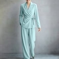 thumbnail image 3 of Women's 2 Piece Outfits Matching Lounge Sets Wrap Tops and Pants Fall Business Suit Set Dressy Pantsuits Women's Casual Business Office Suit, 3 of 7