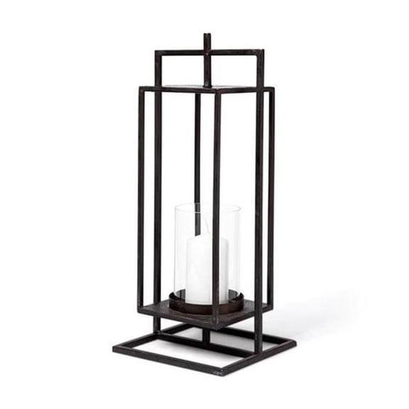 Mercana Albus II Small Black Metal Rectangular Table Candle Holder