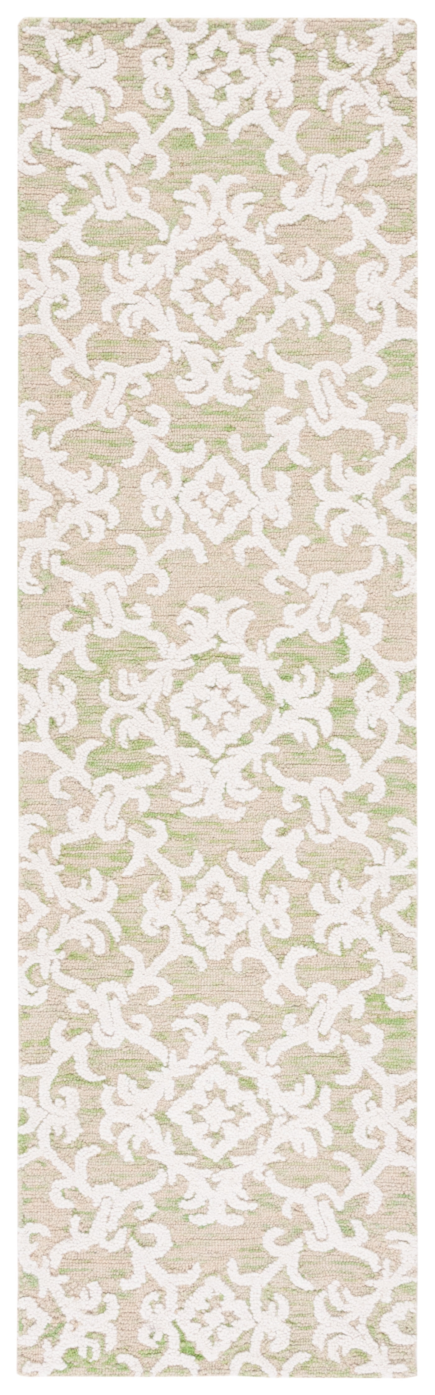 SAFAVIEH Blossom Cletus Damask Runner Rug, Light Green/Ivory, 2'3" x 8'
