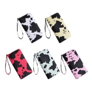 Aellinatey Stylish Cow Print Handheld Wallet PU Card Holder Purse for Fashionable Women