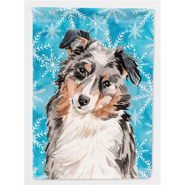 Carolines Treasures BB9432CHF Australian Shepherd Winter Flag Canvas House