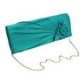 thumbnail image 2 of Premium Rose Floral Pleated Satin Flap Clutch Evening Bag, 2 of 4