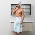 thumbnail image 5 of Colevkie 2 Pcs Men's Adjustable Bath Skirt & Soft Bath Towel Set Quick Drying Absorbent Beach Towel Bath Wrap Set Printed Ink Painting Style Pattern, 5 of 7
