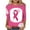 B, variant on Luxalzxs Breast Cancer Awareness T Shirt for Women Pink Ribbon Print 3/4 Length Sleeve Round Neck Tops Cancer Fight Inspirational Tee