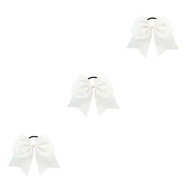 Qarigey Banda para el cabello grande Bowknot Elástico Adornos de goma Ajustable Snag Free Ponytail Holder Bobbles Seamless Scrunchies White Type1 NO1