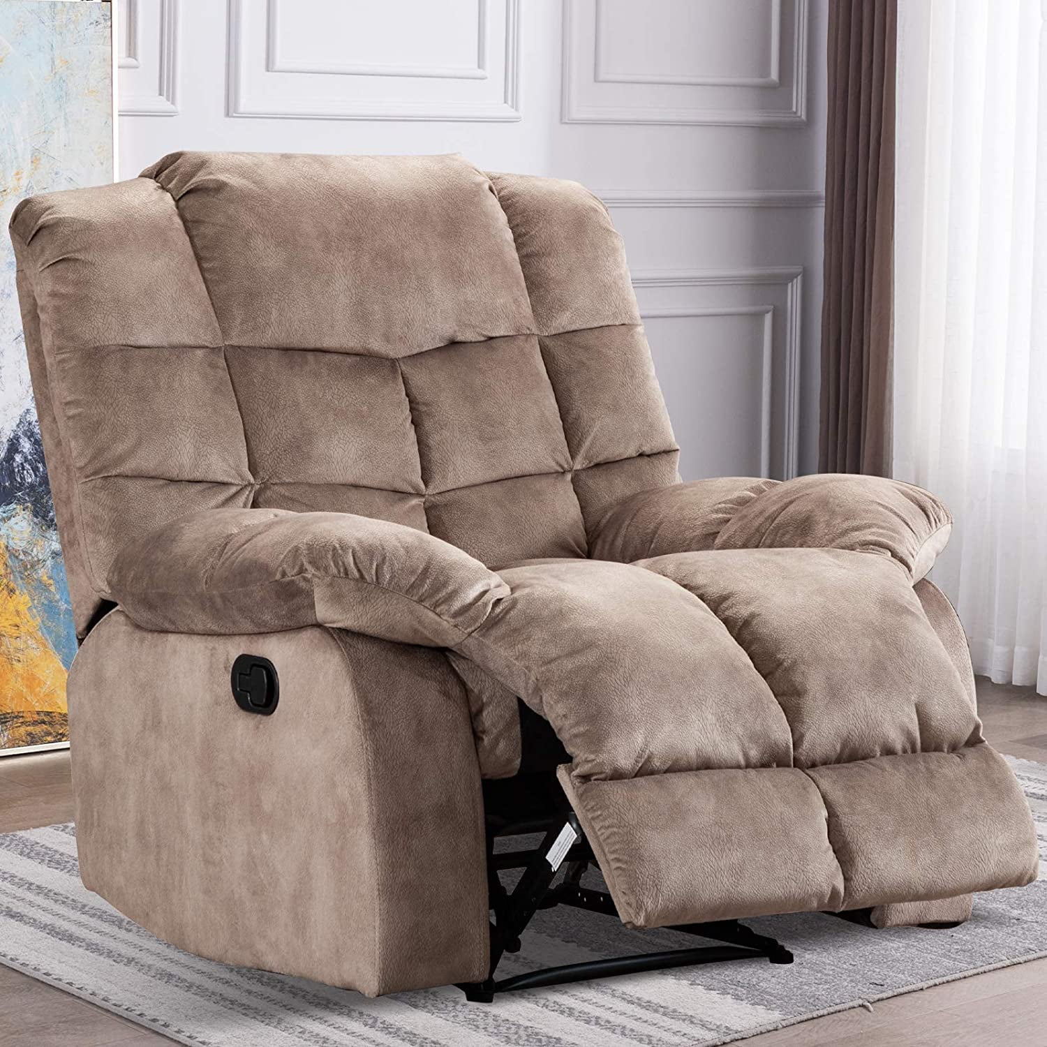 Ebello Recliners Chair for Big and Tall Adults, Wall Hugger Recliner Fabric, Camel