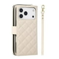 thumbnail image 3 of For Apple iPhone 17 Pro Max Wallet Case Magnetic Flip Cover 9-Card Slots Zipper Pocket With Detachable Shoulder Strap And Wrist Strap,Beige,For iPhone 17 Pro Max, 3 of 6