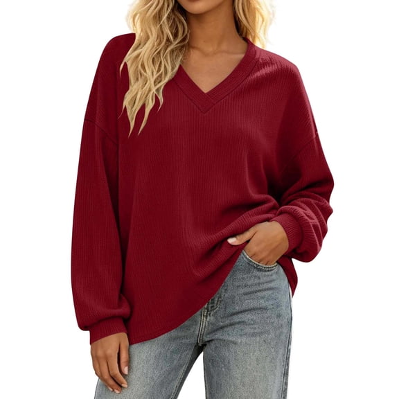 BUIGTTKLOP Oversized Sweatshirts for Women Casual V Neck Pullover Tops Long Sleeve Fall Fashion Tops