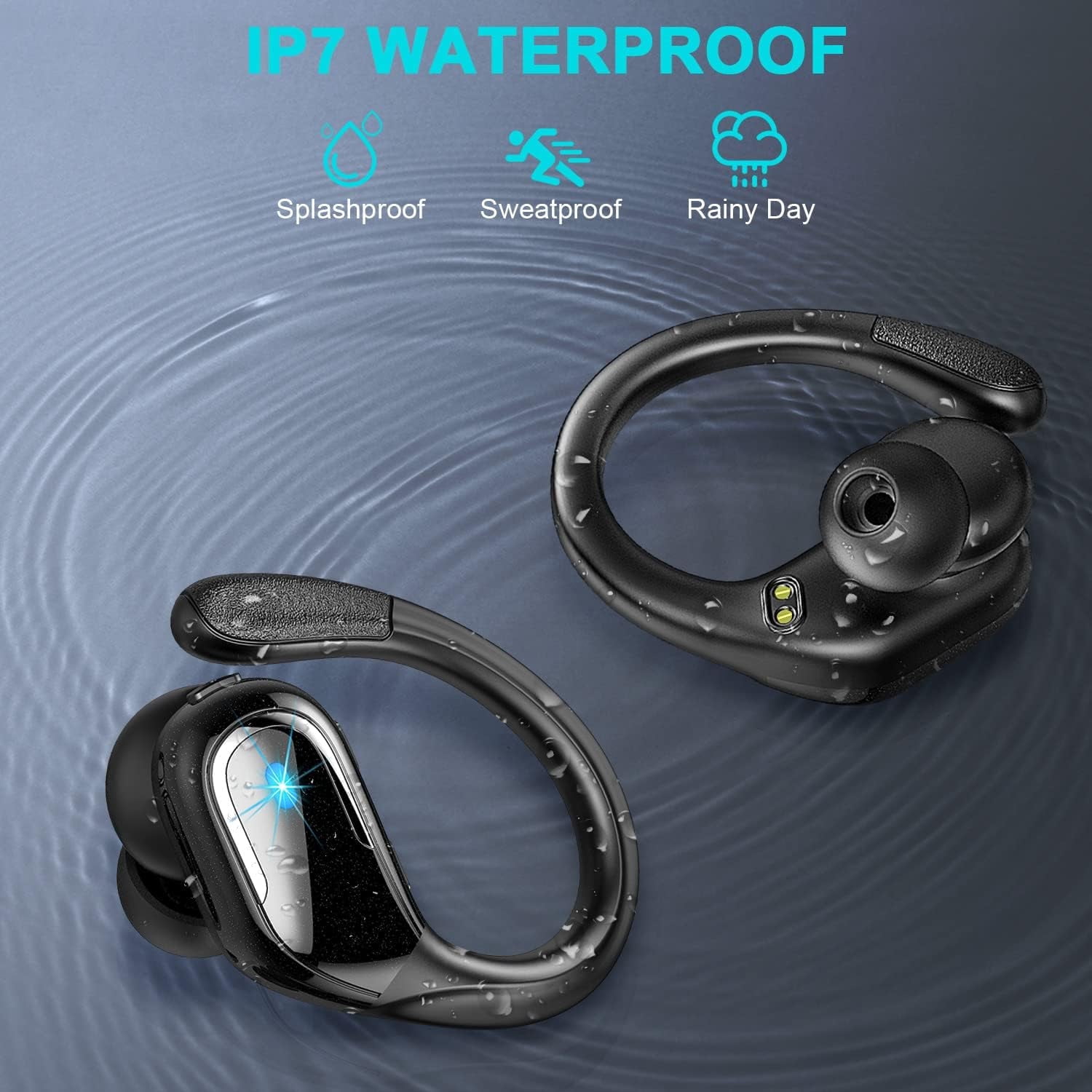 Wireless Earbuds, 2026 Bluetooth 5.4 Headphones Sport, 75Hrs HiFi Stereo Deep Bass Over-Ear buds with ENC Noise Cancelling Mic, IP7 Waterproof & LED Display Earphones Earhooks for Workout/Running
