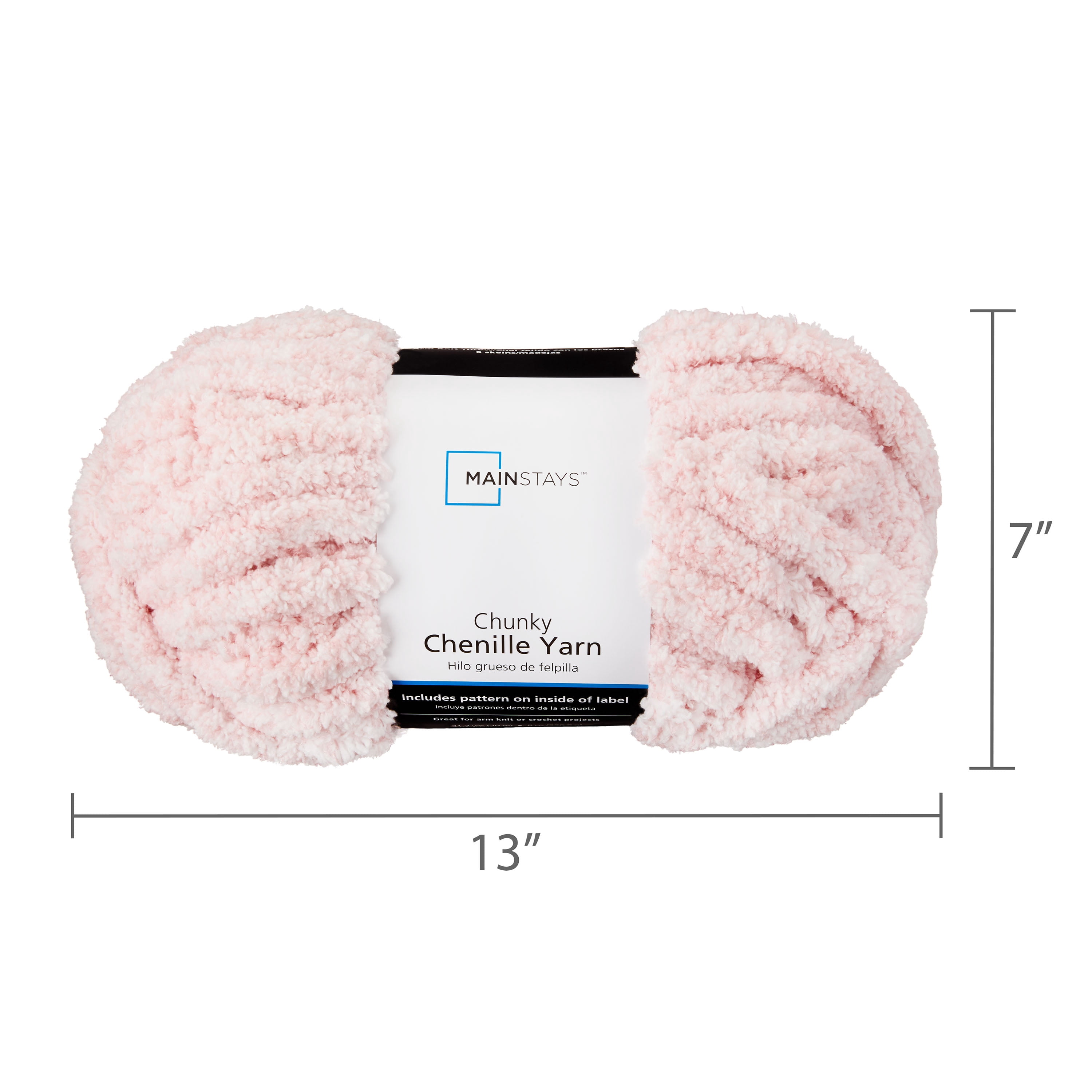 Mainstays Chunky Chenille Yarn, 31.7 yd, Heathered Pink, 100% Polyester, Super Bulky, Pack of 4
