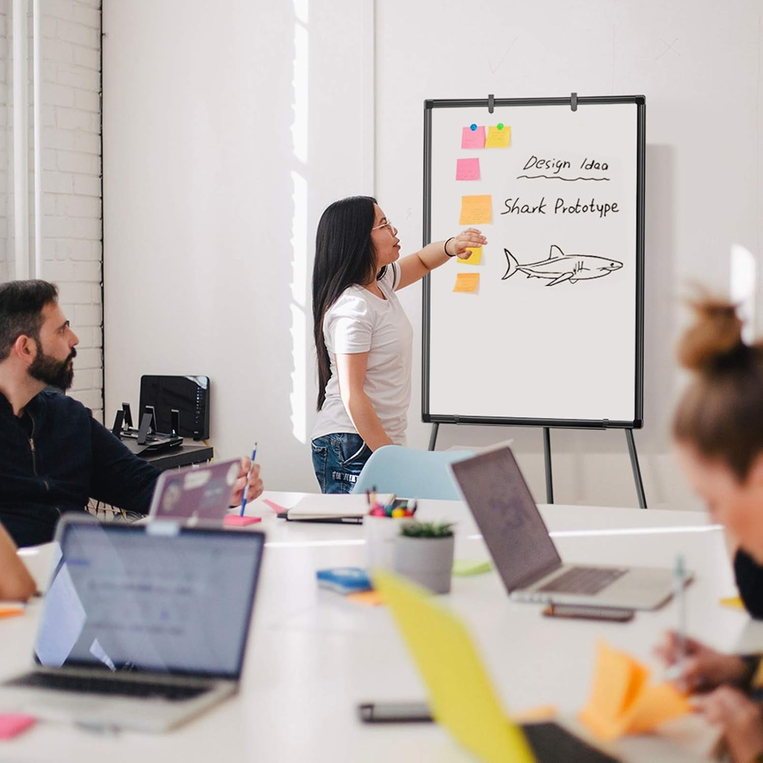 Easel Whiteboard - Magnetic Portable Dry Erase 36 x 24 Tripod Height Adjustable, 3' x 2' Flipchart Easel Stand White Board for Office or Teaching at Home & Classroom (36x24 White)