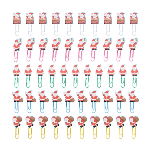 50pcs Santa Claus Clip de papel de madera Nota Marca Marcador Accesorios de oficina