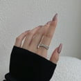 thumbnail image 6 of Flydeer Multi-Layer Crossover Design with White Zirconia 925 Sterling Silver Geometric Openwork Ring Minimalist Stackable Jewelry for Women in Her Size 8, 6 of 9