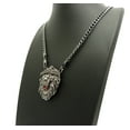 thumbnail image 3 of Stone Stud Crowned Fierce Lion Head Pendant w/ 5mm 24" Cuban Chain Necklace, Hematite/Black-Tone, 3 of 4