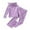 Purple, variant on Girls 2 Piece Outfit Set – Soft Knit Ribbed Long Sleeve Hoodie with Flared Bell Bottom Pants, Casual Comfortable Spring Fall Toddler Tracksuit