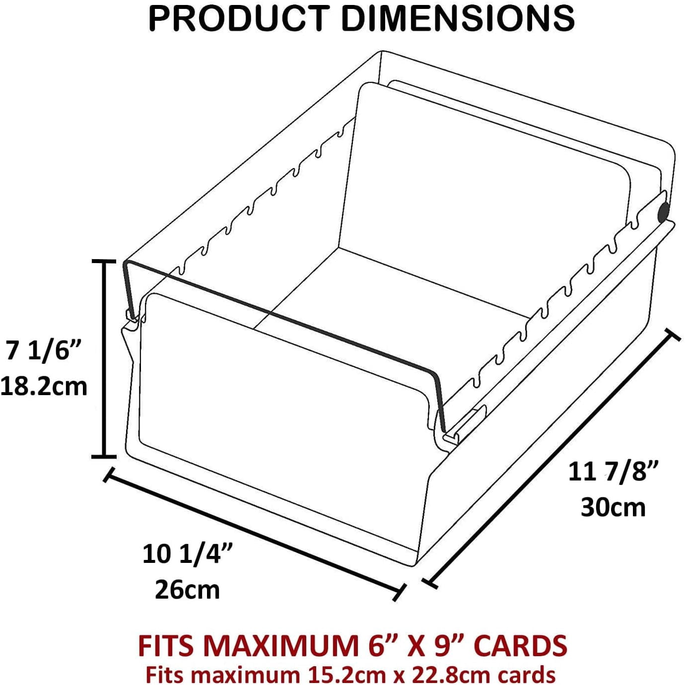 Acrimet 6 x 9 Card File Holder Organizer Box Metal Base Heavy Duty (AZ Index Cards and Divider Included) (White Color with Crystal Plastic Lid Cover)