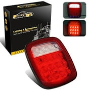 Partsam Red/White Truck Trailer Boat Stop Turn Tail Back up 16 LED Light Stud Mount with Included Hardware, Sealed -Style Combination LED Tail Light w/Backup Light and Reflex Refle