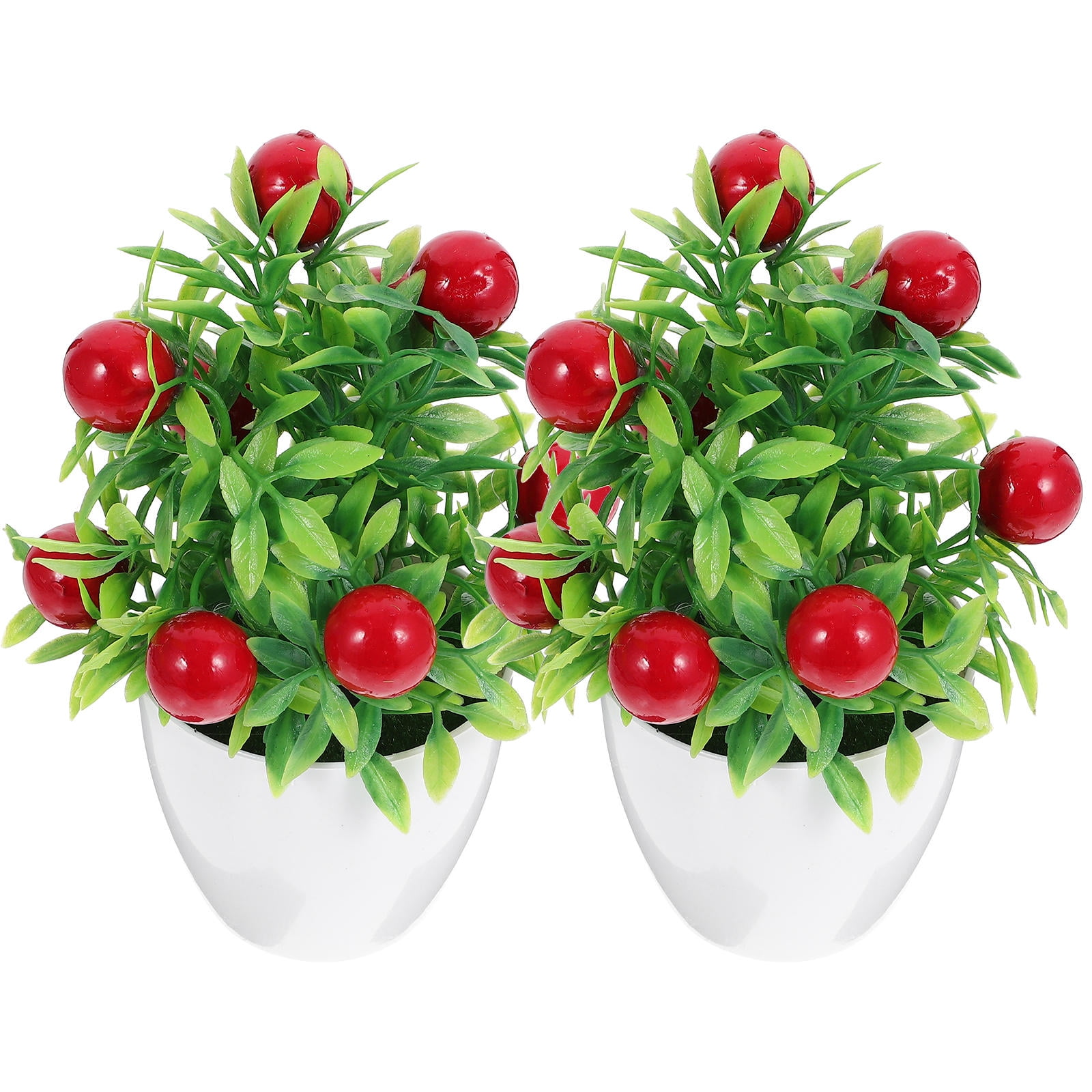 BESTYASH 2Pcs Artificial Bonsai Fruit Tree with Pot Small Compact Decorative Plant Assorted Colors