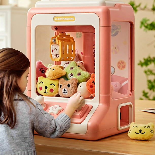 Automatic DIY Claw Grab Doll Machine with Music Doll Machine Toy Clamp Toy  Crane Machine Interactive Toys For Xmas Operated Play Pink