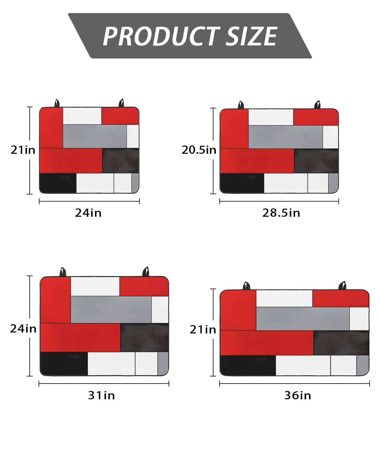 Stove Top Covers for Electric Stove 36x21 Inches, Red Black Grey Heat Insulation Fireproof Glass Cooktop Protector, Modern Irregular Geometric Abstract Countertop Stovetop Cover for Kitchen