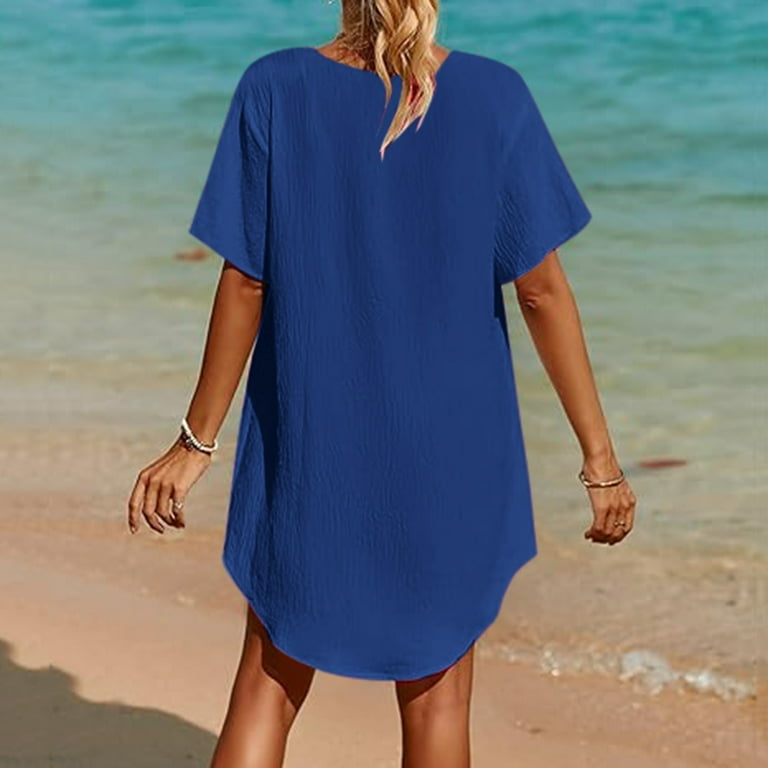 VBARHMQRT Swim Cover up for Women Long Dress Swimsuit Coverup Lace Crochet V Neck Bathing Suit Cover up Dress Beach Cover ups for Swimwear Swimsuit
