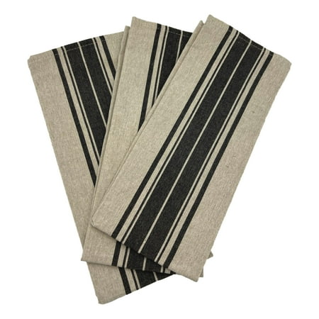 

Mabelle Farmhouse Woven Kitchen Towel Black Set of 3 Small C48