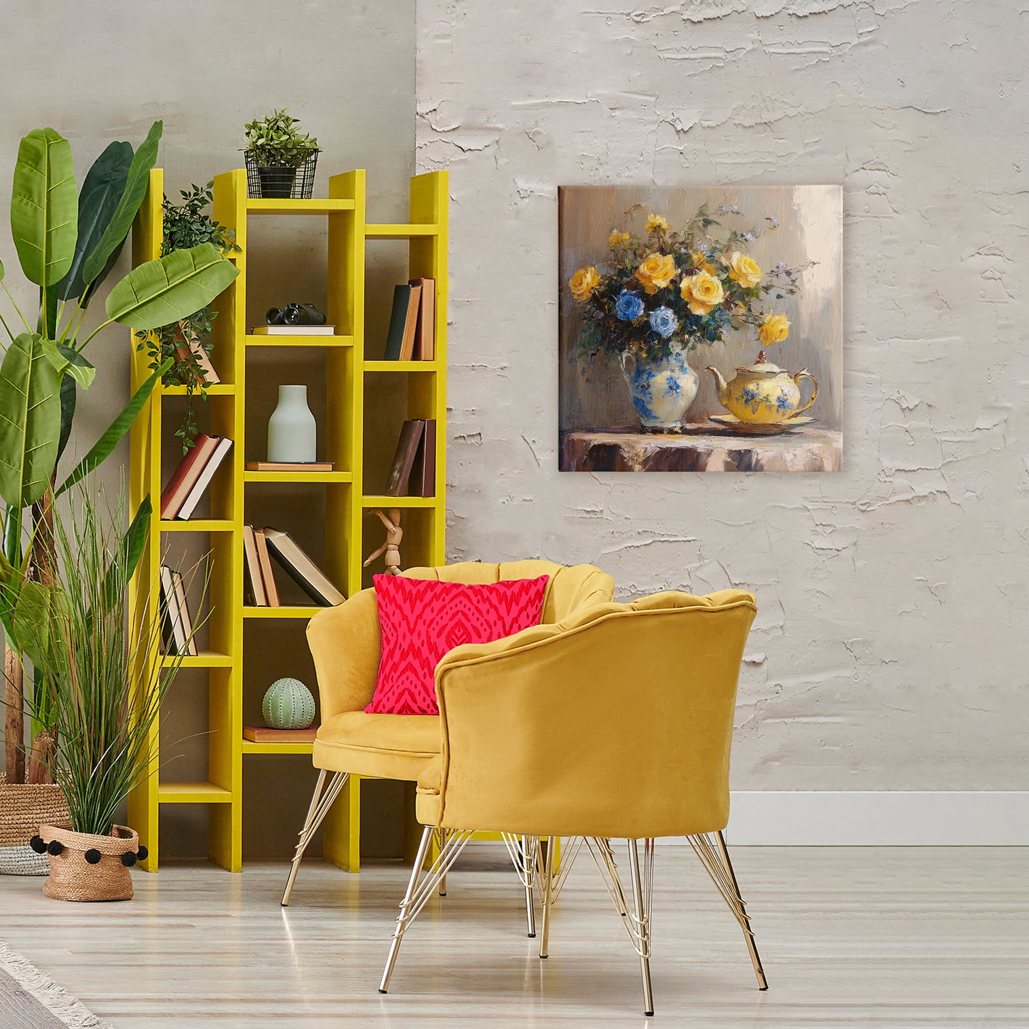 Stupell Industries Tea Time Blue & Yellow Bouquet Canvas Wall Art, design by Petal Prints Design