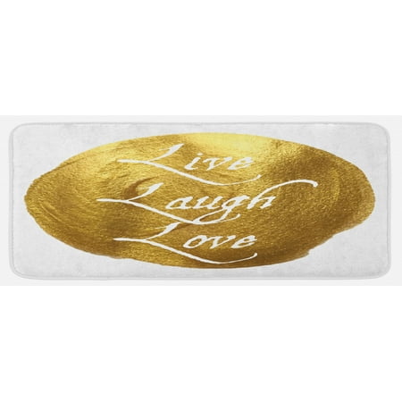 

Live Laugh Love Kitchen Mat Inspirational Words Life Message on a Big Color Spot Modern Design Plush Decorative Kitchen Mat with Non Slip Backing 47 X 19 Pale Coffee Yellow by Ambesonne