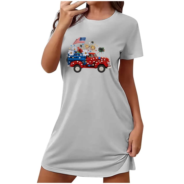 Chemises de Nuit pour Femmes Douces, Chemises à Manches Courtes pour Femmes, Chemise de Nuit Surdimensionnée à Imprimé Poitrine, Chemises de Nuit Douces pour Femmes, Chemises à Manches Courtes pour Femmes