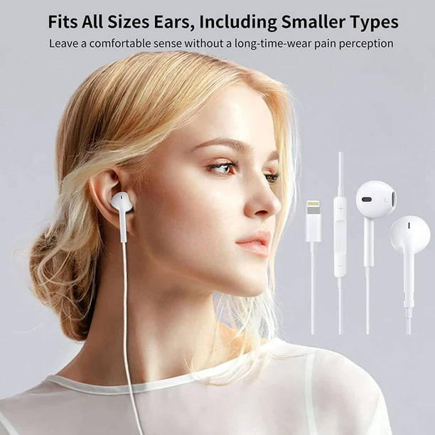 fatning marionet sommerfugl iPhone Earphones (V120) Wired In Ear Lightning Headphones with Microphone &  Remote For iPhone 11/Pro Max/Xr/Xs Max/X/8/7 Plus - White - Walmart.com