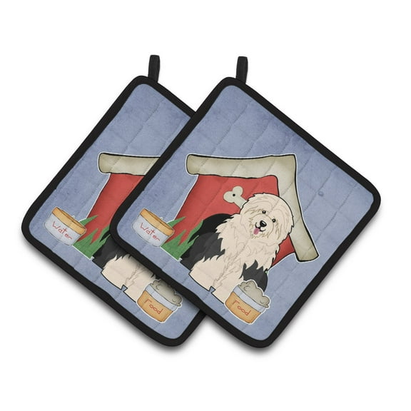 Carolines Treasures BB2850PTHD Dog House Collection Old English Sheepdog Pair of Pot Holders , 7.5HX7.5W, multicolor