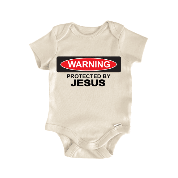 Warning Protected Jesus Newborn Baby Bodysuit
