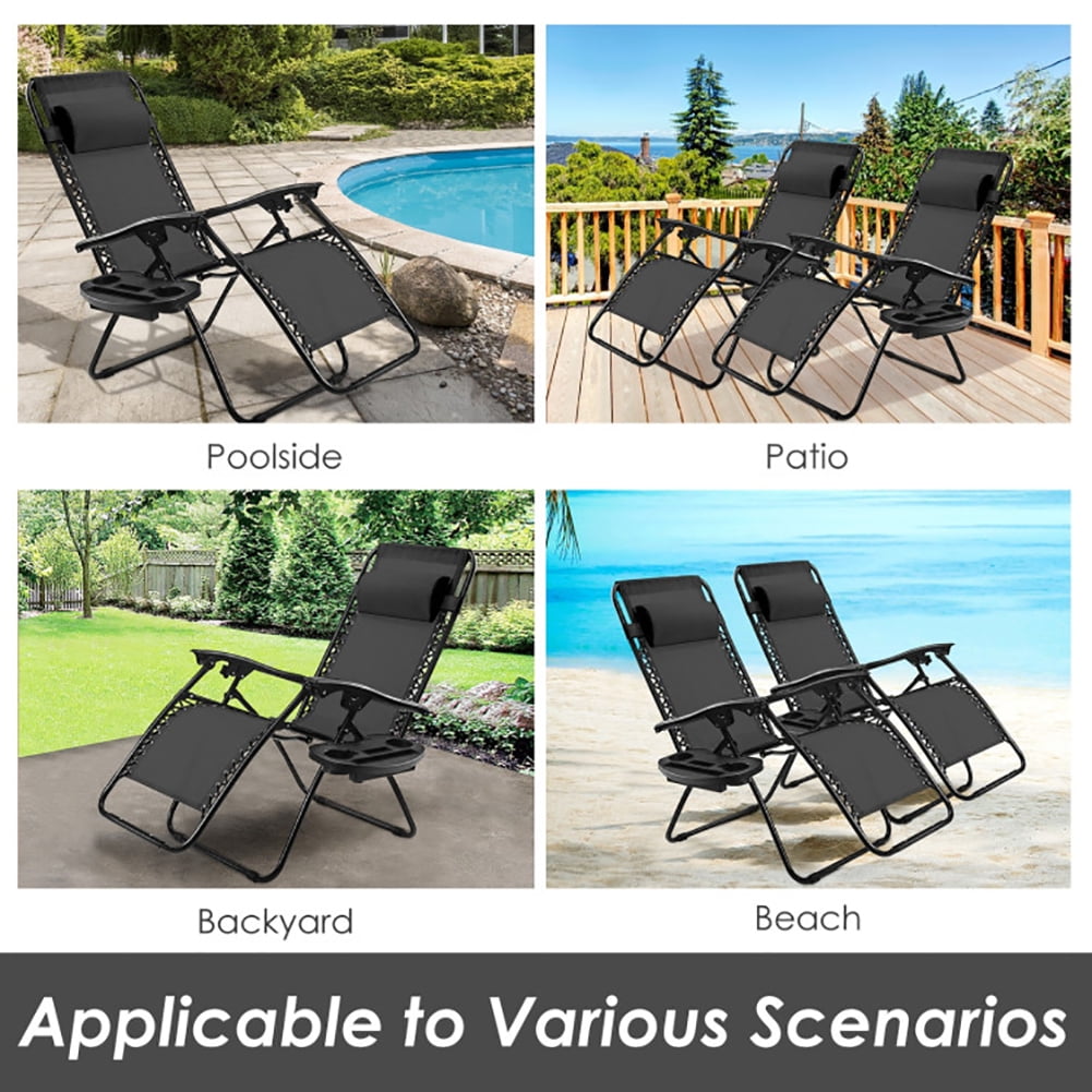 Aimee Lii Outdoor Folding Zero Gravity Reclining Lounge Chair with Utility Tray, Outdoor Patio Furniture, Black Aimee Lii Outdoor Folding Zero Gravity Reclining Lounge Chair with Utility Tray, Outdoor Patio Furniture, Black