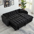 thumbnail image 2 of Lunale 84" Convertible Sectional Sofa with Storage Chaise, L-Shaped Sleeper Sofa for Living Room , Black Velvet, 2 of 5