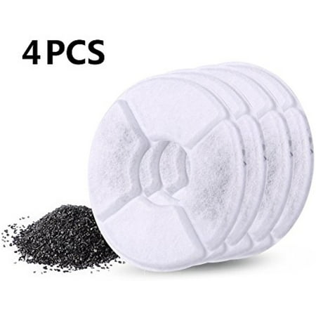 Premium Activated Filter Carbon - YOUTHINK Water Fountain Filters Replacement For Pet, Premium Cotton Activated Carbon Pet Water Filter makes Healthy Drinking,Pack of 4