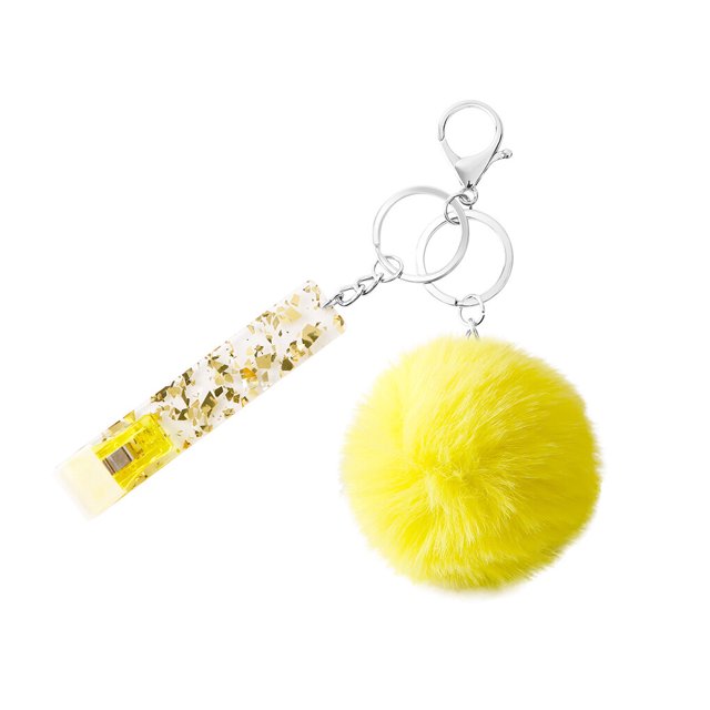 facefd Key Chain Ring Plush Ball Hanging Buckle Portable Keychain Holder Backpack Wallet Bag Decoration Keyring Pendant for Girls Yellow