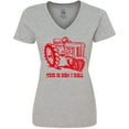 thumbnail image 3 of Inktastic This Is How I Roll Tractor RED Women's V-Neck T-Shirt, 3 of 5