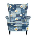 thumbnail image 2 of Chririnla 2 Piece Washable Armchair Sofa Slipcover, Denim Patchwork Spandex Stretch Wingback Chair Slipcover for Living Room Home, 2 of 7