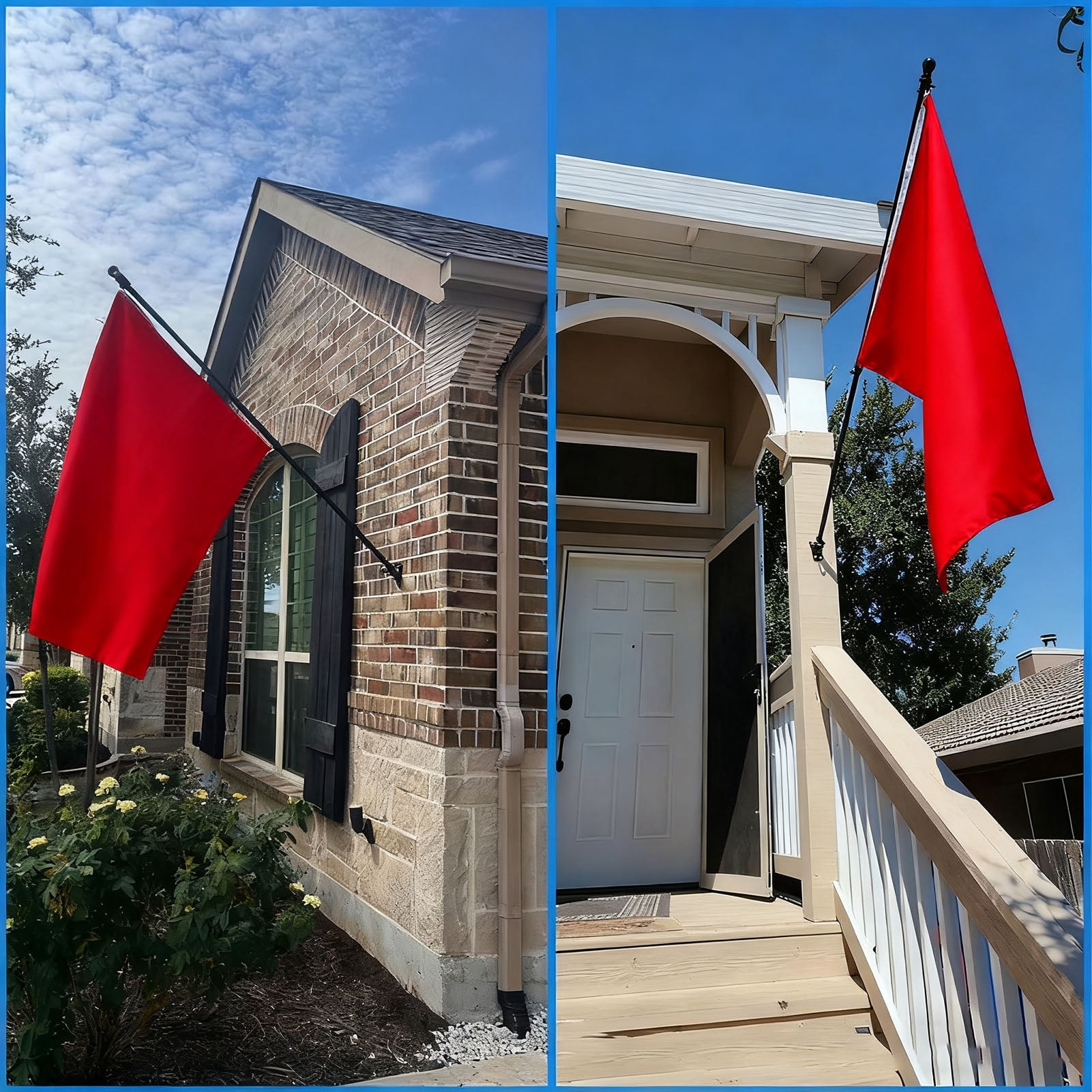 Riousery Flag Pole Heavy Duty Carbon Steel Anti Tangling 2 Mounting Angle Adjustable Flag Pole Kit for Outside House 45 inches / 114.3 cm[cite: 1]
