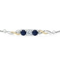 thumbnail image 2 of 925 Sterling Silver and 10K Yellow Gold White Moissanite Blue Sapphire and White Lab Grown Diamond Tennis Bracelet for Women (1.72 Cttw, Gemstone Birthstone, Fully Adjustable up to 9 inch), 2 of 4