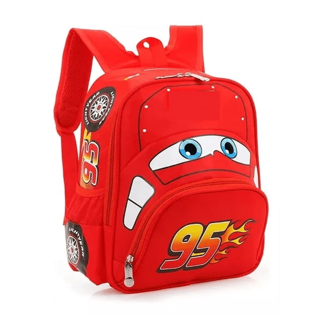 Mochila Preescolar Auto 3d Animados Para Niños Cars rojo