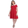 thumbnail image 2 of HDE Plus Size Peter Pan Collar Dress Fit and Flare Collared Casual Skater Dress (Red, 2X), 2 of 6