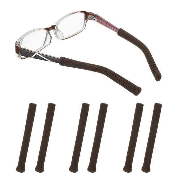 Uxcell Glasses Ear Cushion 2.95 In, 3 Pairs Soft Ear Grippers Knitting Cotton Glasses Non-Slip Comfortable Elastic Eyeglasses Arm Cushions Temple Tips, Brown