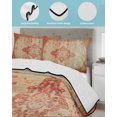 thumbnail image 4 of Quilts Twin Size, Red Beige Soft Comforter Bedding Set for Bed, Vintage Boho Ethnic Geometric Abstract Art Lightweight Quilted Bedspread with Pillow Cover(2 Pieces) for All Season, 68x86 Inch, 4 of 6