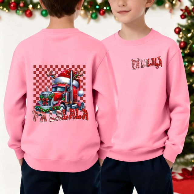 Sudadera sin capucha para niños, con estampado navideño, cuello redondo, manga larga, forro polar, para niños de talla mediana a grande, blusa de poliéster para niños.