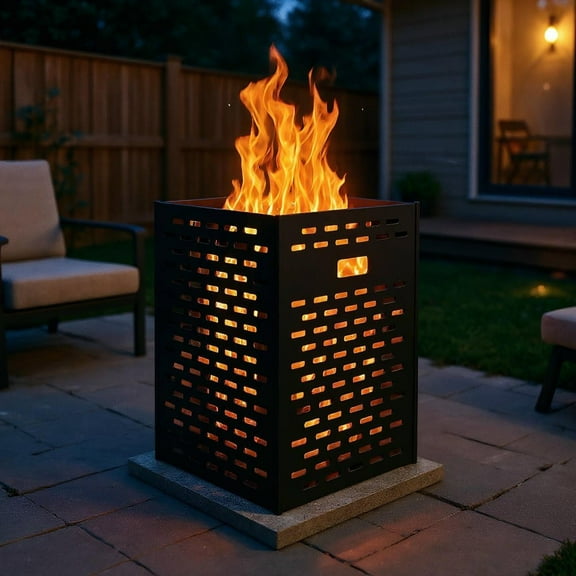 Resenkos Fire Pit, Outdoor Smokeless Fire Pit,30 Inches Ultra Thick Burn Barrel with Venting Patterns and 4 Cross Braces