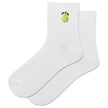 

HotSox Women s Embroidered Pear Anklet Socks 1 Pair White Women s 9-11 Shoe