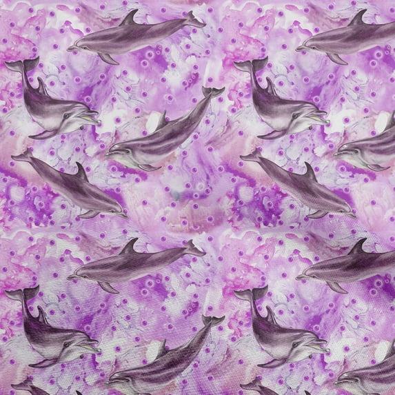 oneOone Viscose Jersey Purple Fabric Ocean Dolphin Fabric For Sewing Printed Craft Fabric By The Yard 60 Inch Wide